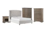 Mariah 4 Piece Eastern King Velvet Upholstered Bedroom Set With Chapman Chest Of Drawers,Wardrobe + 1-Drawer Nightstand - Signature