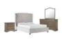 Mariah King Velvet Upholstered 4 Piece Bedroom Set With Chapman Dresser, Mirror + 3-Drawer Nightstand - Signature