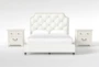 Sophia White II California King Upholstered Panel 3 Piece Bedroom Set With 2 Kincaid White 2-Drawer Nightstands - Signature