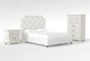 Sophia II 3 Piece California King Upholstered Panel Bedroom Set With Kincaid Chest Of Drawers + 2-Drawer Nightstand - Signature
