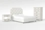 Sophia II 3 Piece Queen Upholstered Panel Bedroom Set With Kincaid Chest Of Drawers + Open Nightstand - Signature