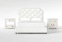 Sophia White II California King Upholstered Storage 3 Piece Bedroom Set With Kincaid White 2-Drawer Nightstand + Open Nightstand - Signature