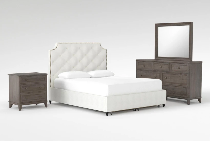 Sophia II Queen Upholstered Storage 4 Piece Bedroom Set With Candice II Dresser, Mirror + 3-Drawer Nightstand - 360