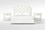 Sophia White II Queen Upholstered Storage 3 Piece Bedroom Set With 2 Kincaid White Open Nightstands - Signature