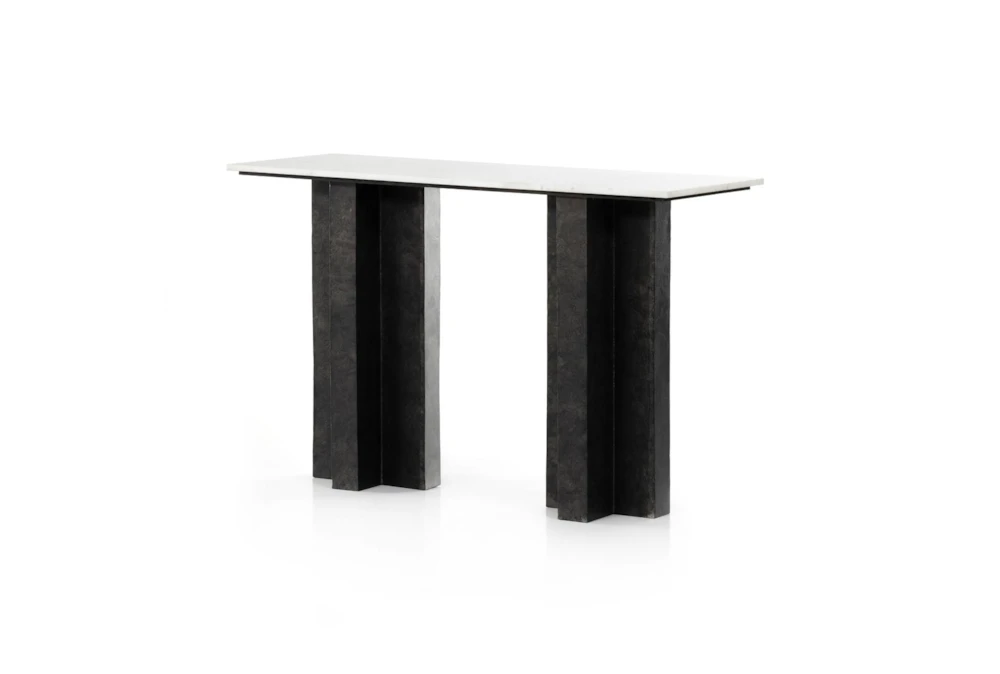 Raw Black + Polished White Marble Top Console Tbale