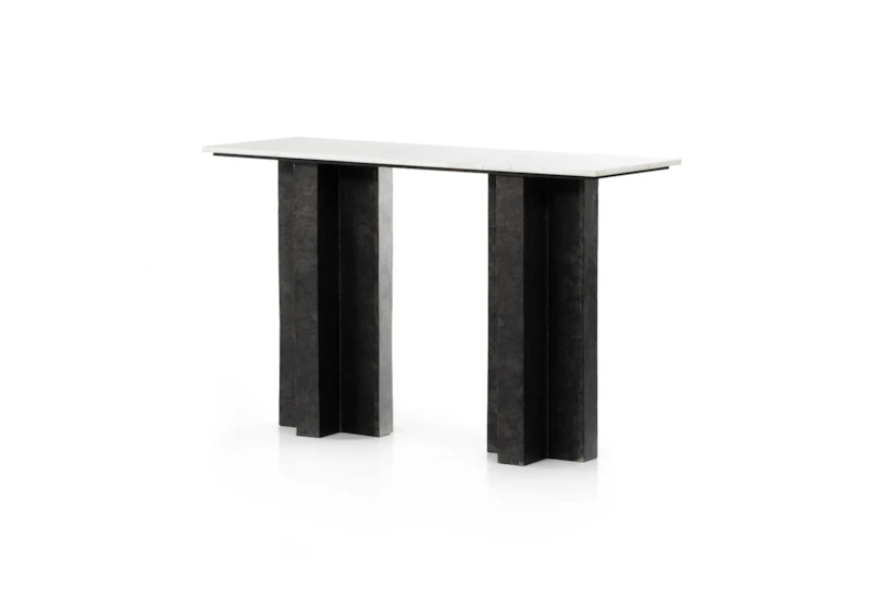 Raw Black + Polished White Marble Top Console Tbale - 360