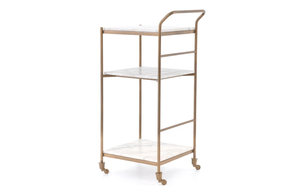 Kit-Antique Brass + Classic White Marble Bar Cart