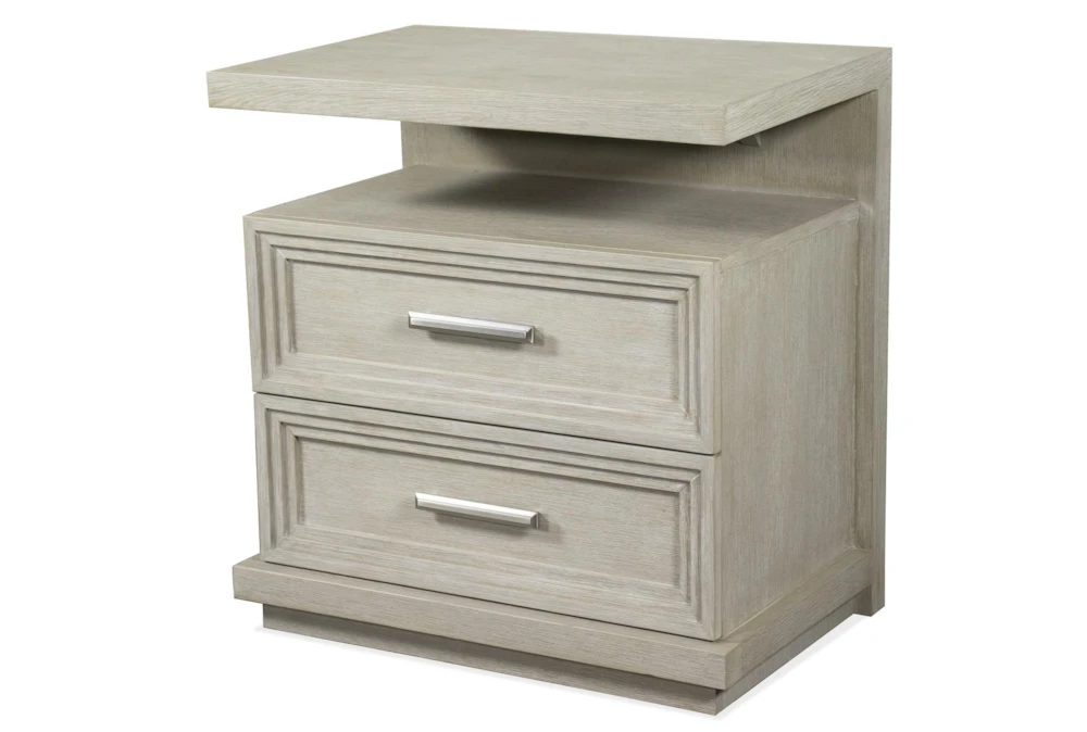 Lucia Grey 29" 2-Drawer Nightstand With USB