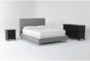 Dean Charcoal King Upholstered 3 Piece Bedroom Set With Larkin Espresso Dresser + Nightstand - Signature