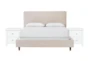 Dean Sand 3 Piece Eastern King Upholstered Bedroom Set With 2 Larkin White Nightstands - Signature