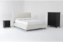 Dean Sand Queen Upholstered 3 Piece Bedroom Set With Larkin Espresso Chest Of Drawers + Nightstand - Signature