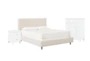 Dean Sand 3 Piece Queen Upholstered Bedroom Set With Larkin White Chest Of Drawers + Nightstand - Signature