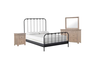 Knox 4 Piece Queen Metal Bedroom Set With Coleman Dresser, Mirror + Nightstand