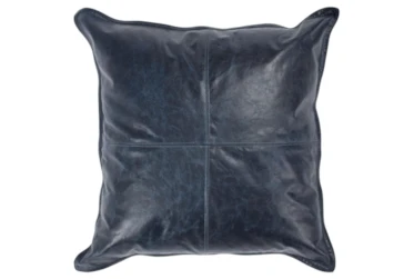 22X22 Nightfall Blue Pieced Genuine Leather Throw Pillow