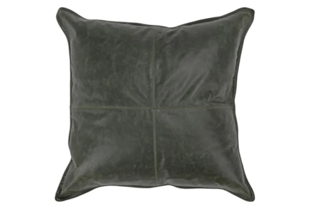 22X22 Forest Green Pieced Genuine Leather Throw Pillow
