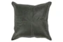 22X22 Forest Green Pieced Genuine Leather Throw Pillow - Signature