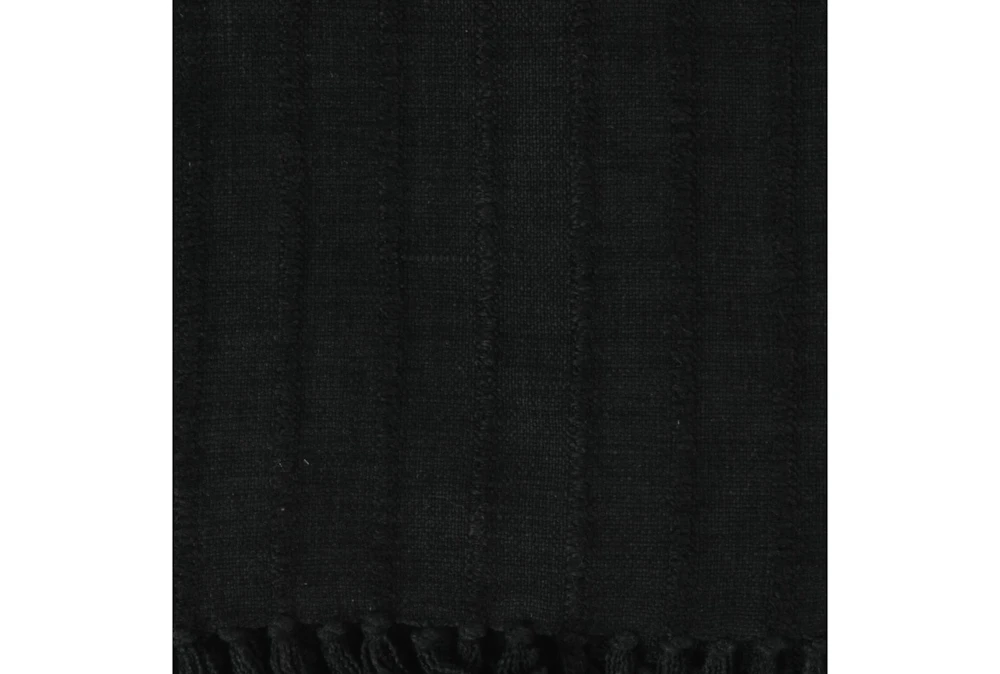 50X70 Black Cotton Striped Throw With Self Tassel Edge