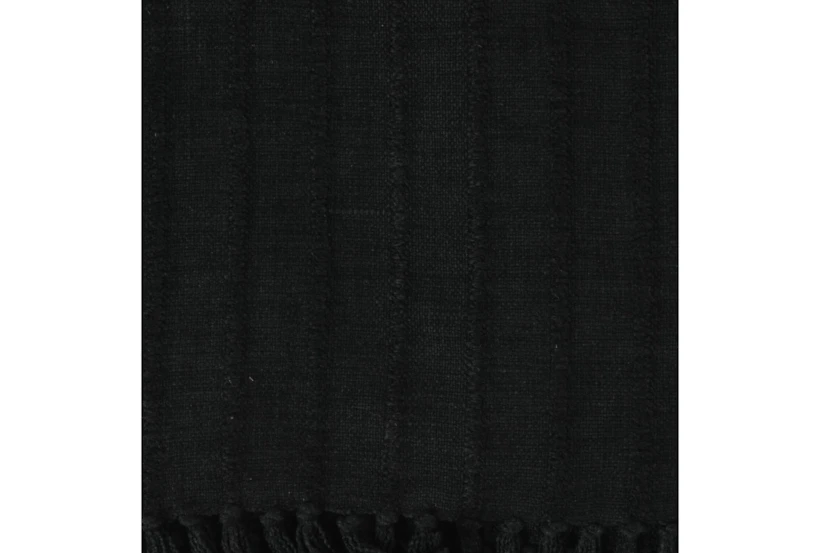 50X70 Black Cotton Striped Throw With Self Tassel Edge - 360