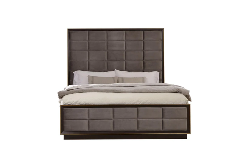 Malcolm Black California King Upholstered Panel Bed - 360