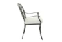 Danbury Espresso Outdoor Dining Arm Chair With Cast Silver Cushion- Set Of 2 - Side