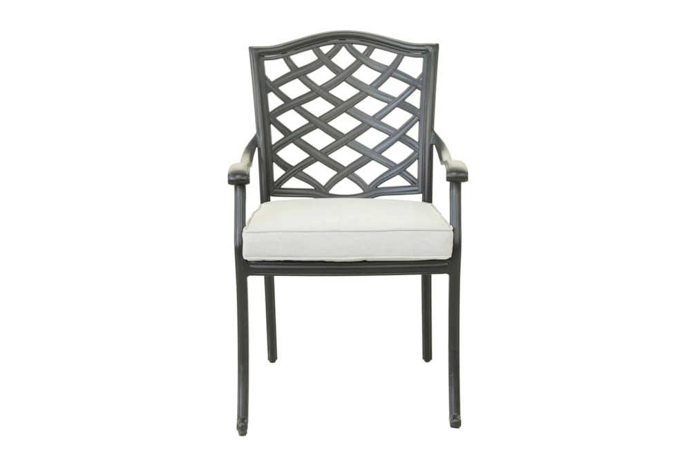 Danbury Espresso Outdoor Dining Arm Chair With Cast Silver Cushion- Set Of 2