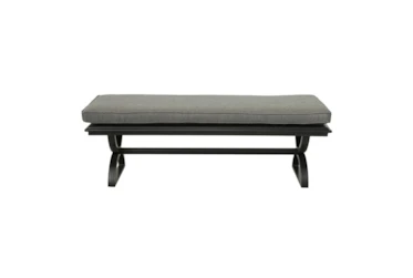 New Haven Desert Night Outdoor 58" Dining Bench With Olive Green Cushion