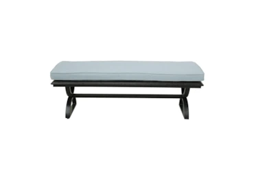 Danbury Espresso Outdoor 58" Dining Bench With Light Blue Cushion