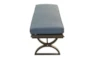 New Haven Dark Bronze Outdoor 58" Dining Bench With Denim Blue Cushion - Side