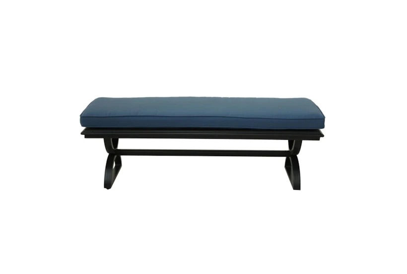 Danbury Espresso Outdoor 58" Dining Bench With Sapphire Blue Cushion - 360