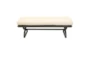 New Haven Dark Bronze Outdoor 58" Dining Bench With Canvas Natural Cushion - Signature