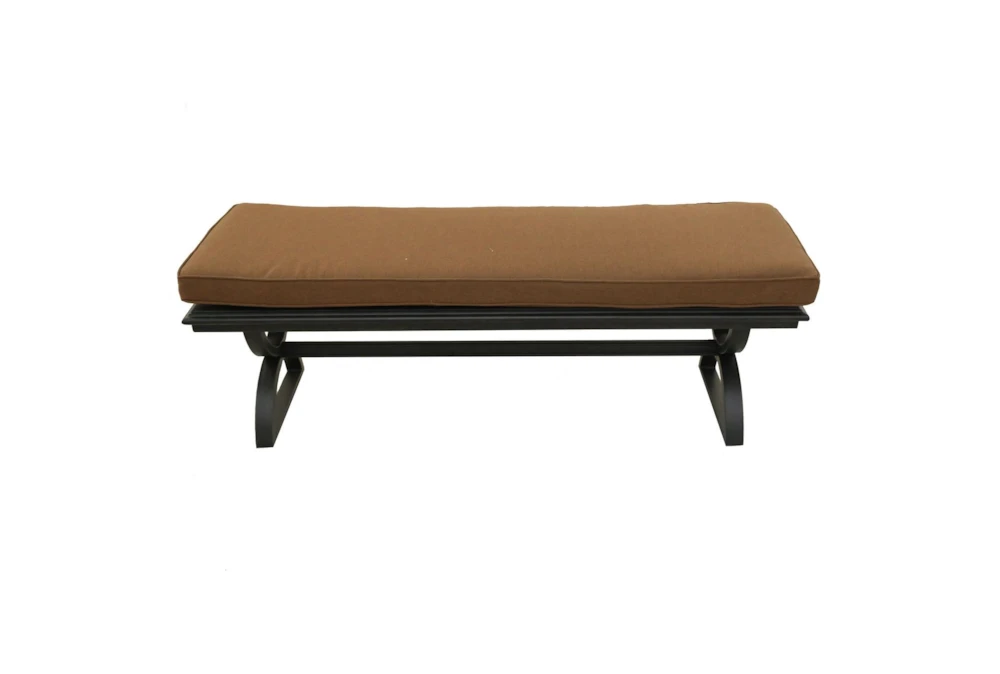 New Haven Dark Bronze Outdoor 58" Dining Bench With Brown Cushion