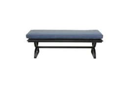 New Haven Desert Night Outdoor 58" Dining Bench With Navy Blue Cushion