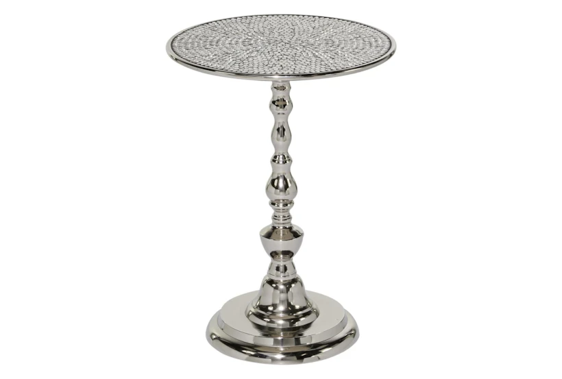21" Silver Aluminum Pedestal Table - 360