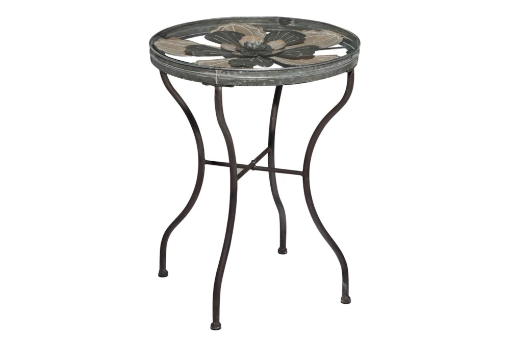 17X24 Silver Iron Accent Table