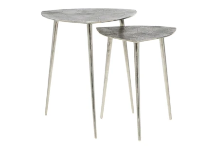Grey Aluminum Accent Table Set Of 2