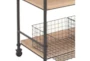 Natural Wood + Metal 3 Tier Kitchen Island With 3 Metal Baskets  - Detail