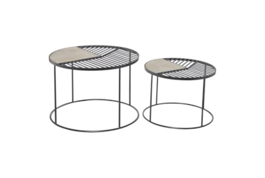 Black Iron Accent Table Set Of 2