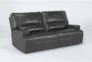 Como Dark Gray Leather 3 Piece Power Reclining Sectional                                - Side
