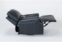Como Navy Blue Leather Power Recliner                           - Side