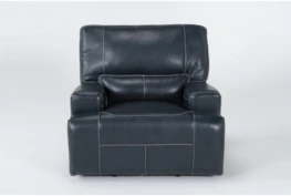Como Navy Blue Leather Power Recliner                          