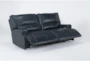 Como Navy Blue Leather 82" Power Reclining Sofa                                     - Side