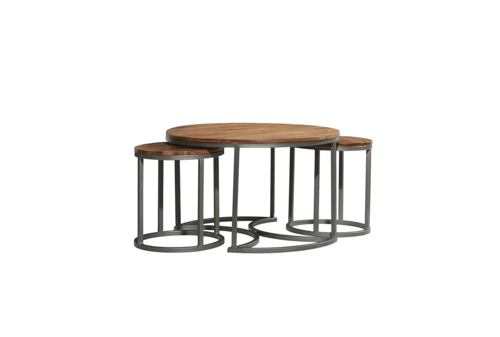 Brown Iron Coffee Table Set Of 3