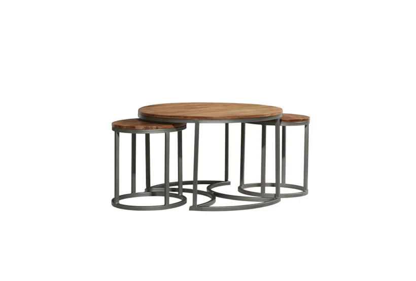 Brown Iron Coffee Table Set Of 3 - 360