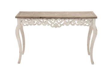 46X30 White Birch Wood Console Table