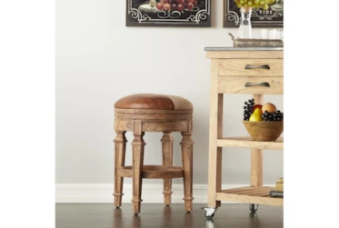 26" Brown Wood Counter Stool