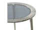 20X22 Silver Aluminum Accent Table With Tampered Glass - Detail
