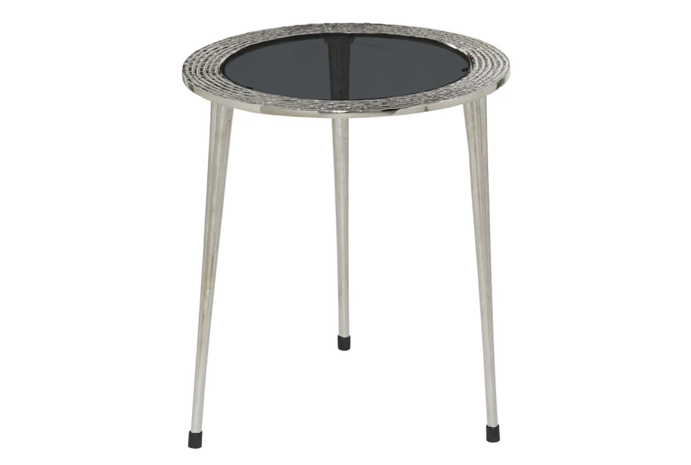 20X22 Silver Aluminum Accent Table With Tampered Glass