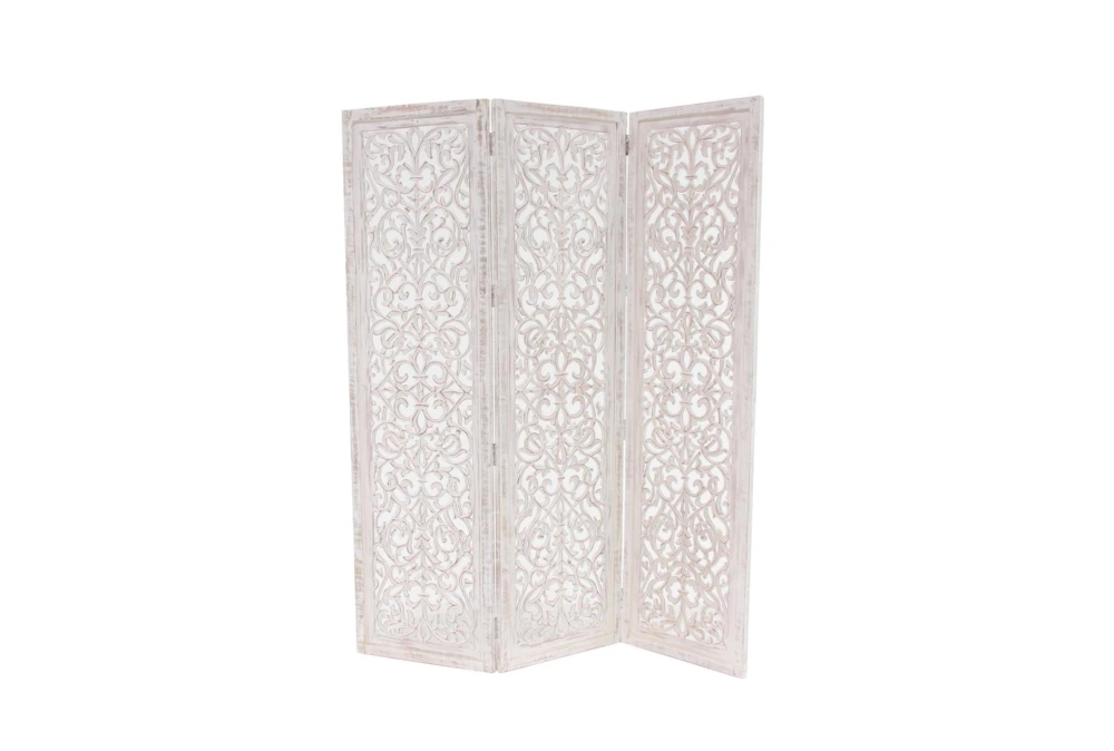 60X69 White Wood  Room Divider Screen