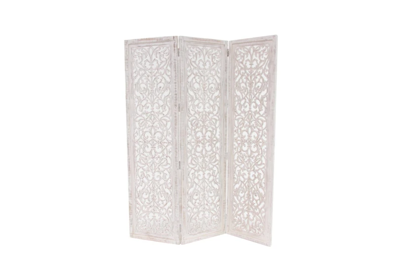 60X69 White Wood Room Divider Screen - 360