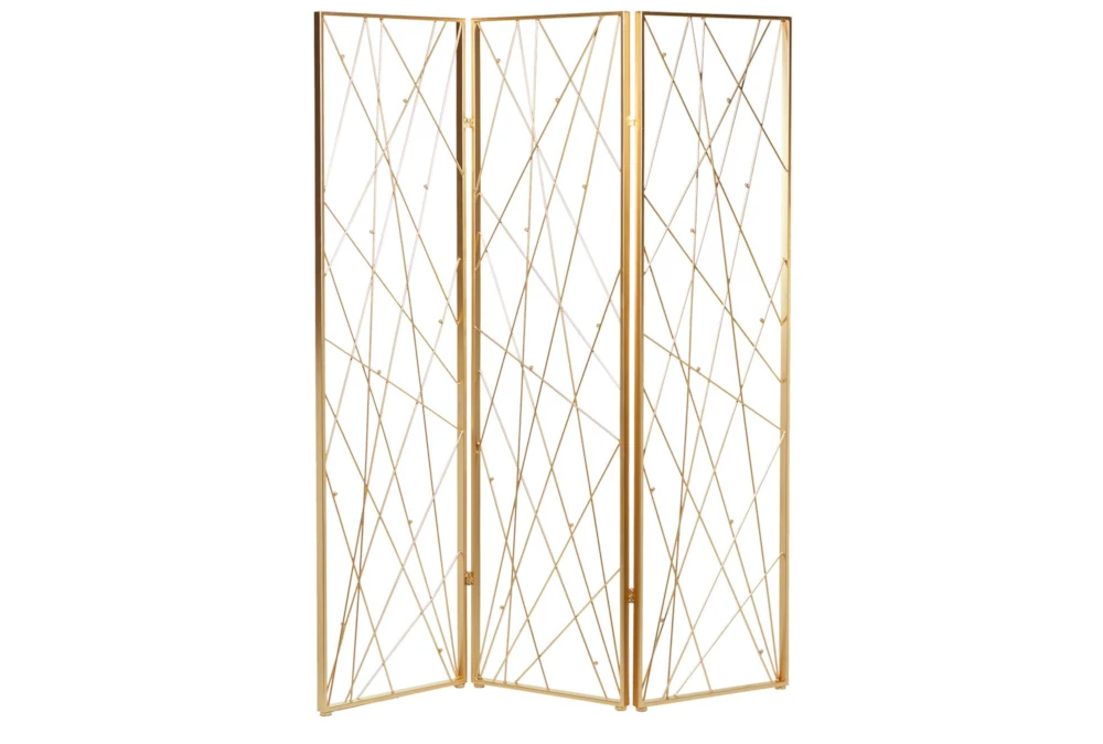 60X79 Gold Iron Room Divider Screen